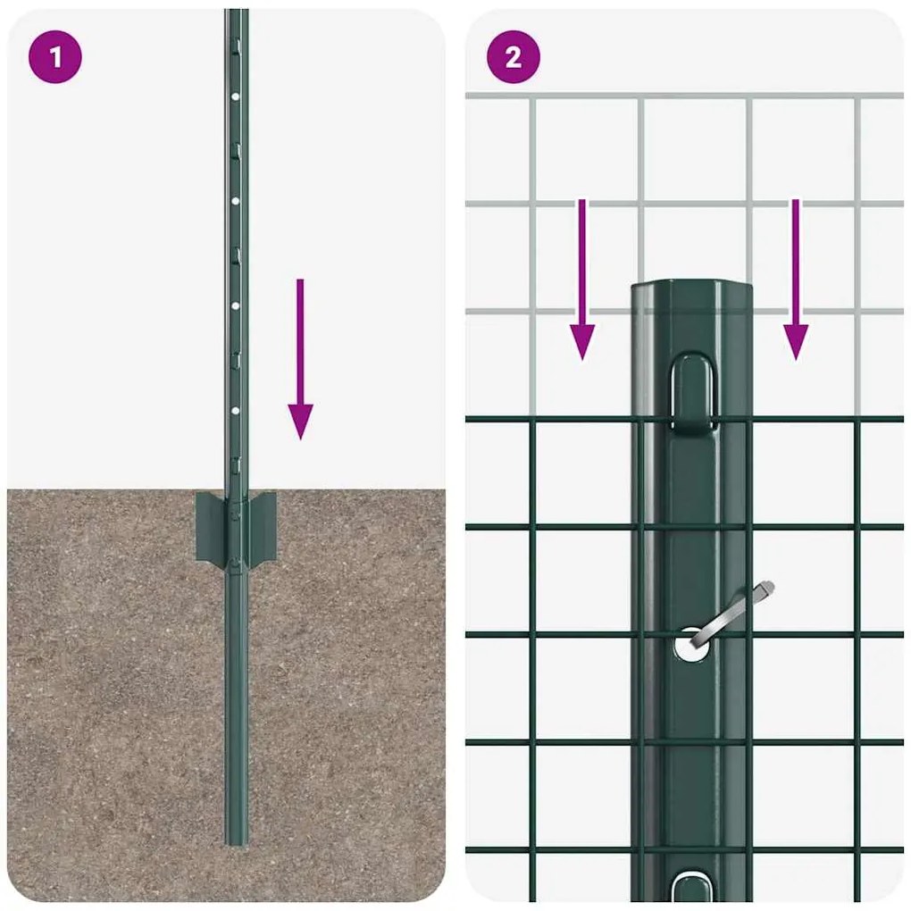 Conjunto de Cerca de Arame Galvanizado Conjunto com 2 Verde