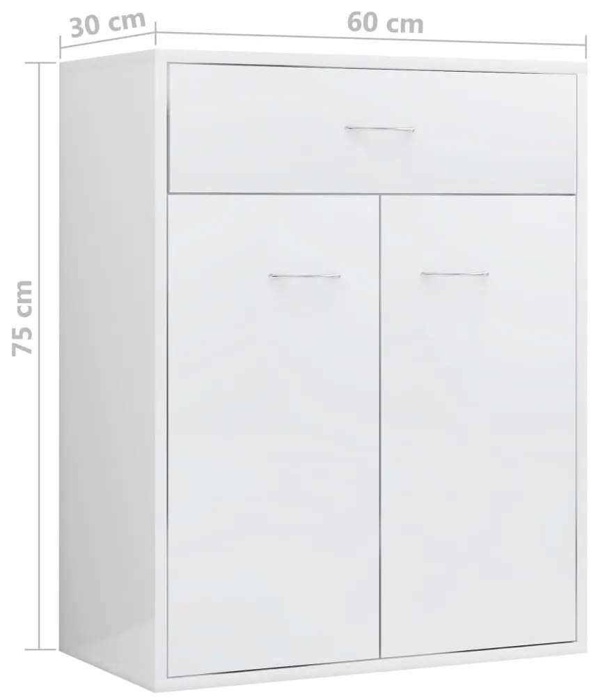 Aparador 60x30x75 cm contraplacado branco brilhante