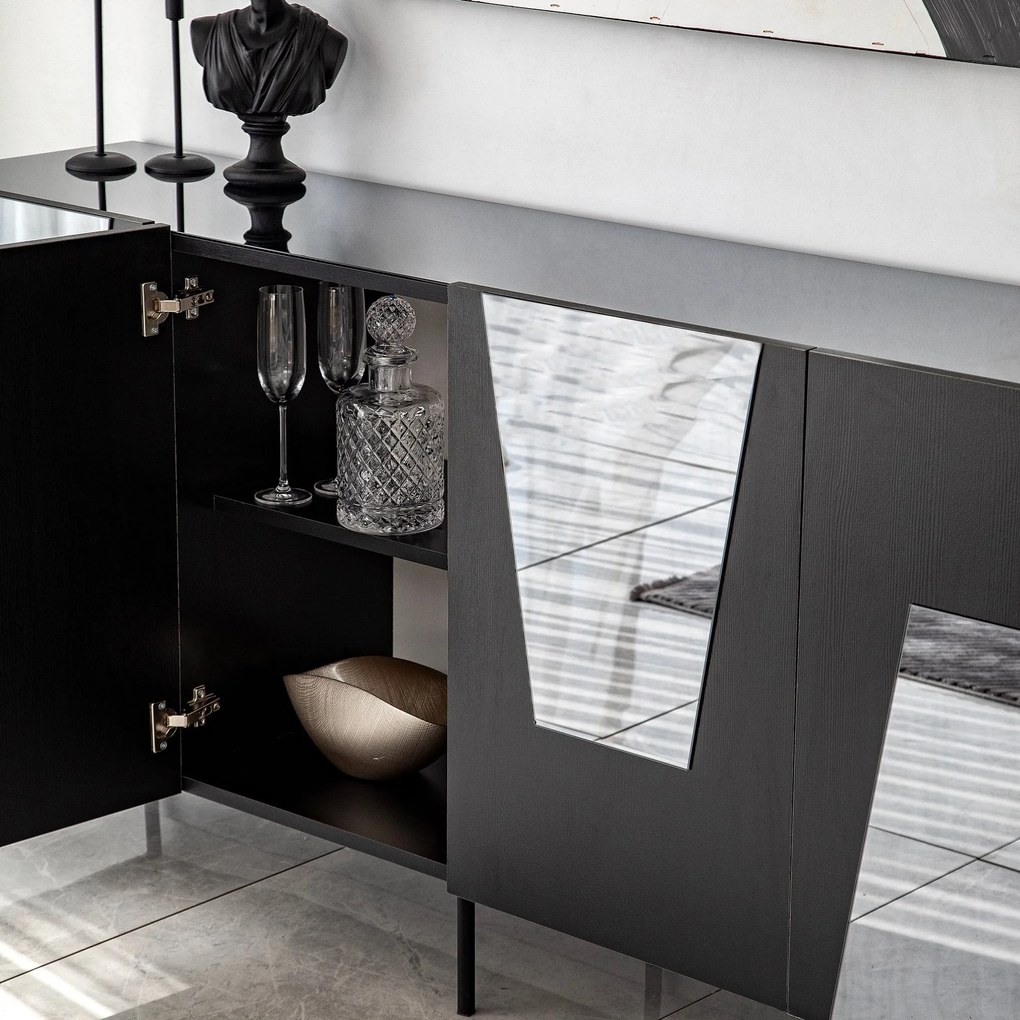Console Venice – Preto Fumê – 180x80x40 cm