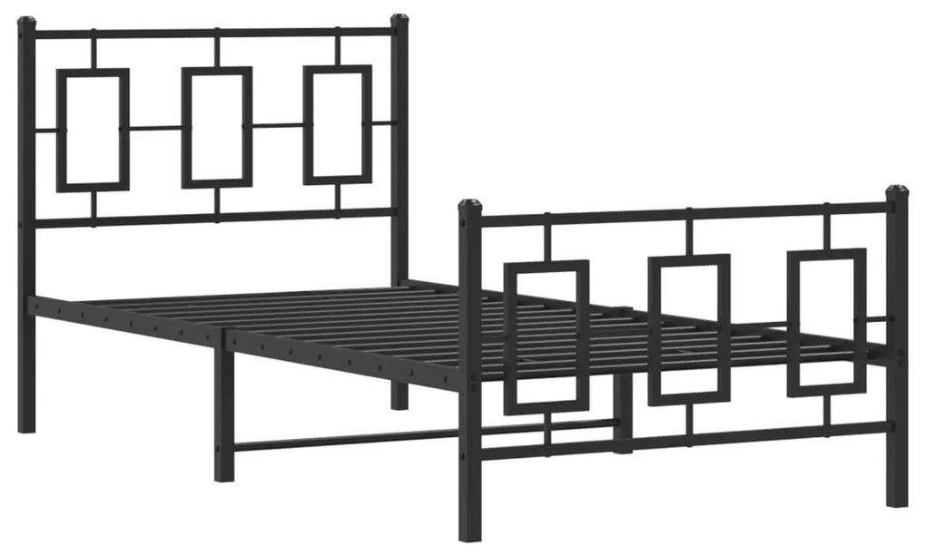 Estrutura de cama com cabeceira e pés 90x200 cm metal preto