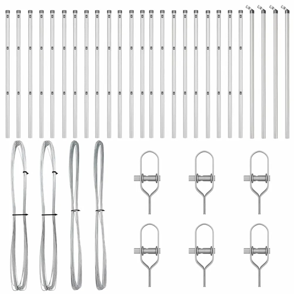 Postes de Cerca 26 pcs Ø32 mm 120 cm em Aço Galvanizado