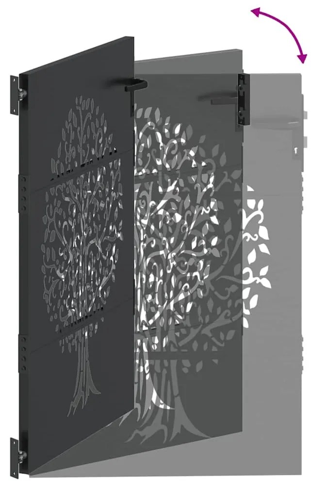 Portão de Jardim Preto 105 x 125 cm Aço com Revestimento em Pó