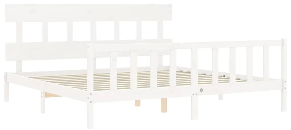 Estrutura cama Super King Size c/ cabeceira madeira branco