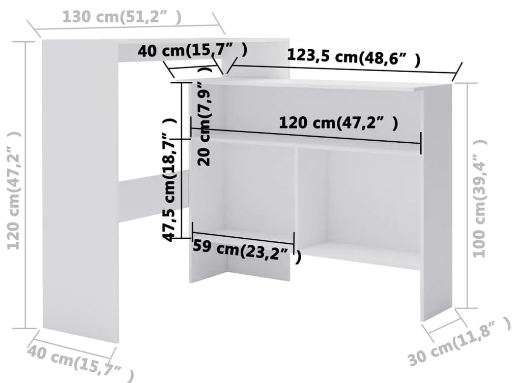 Conjunto de 2 Mesas de Bar Hanise Modulares - Branco - Design Moderno