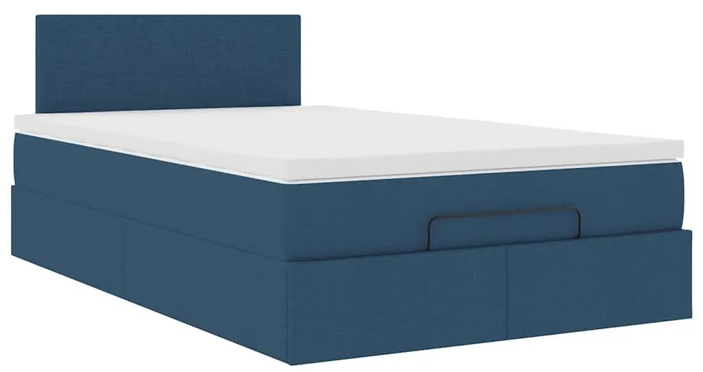 Cama otomana com colchão 120x200 cm tecido azul