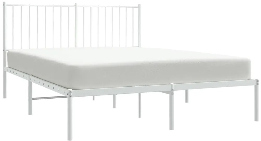 Estrutura de cama com cabeceira 140x190 cm metal branco