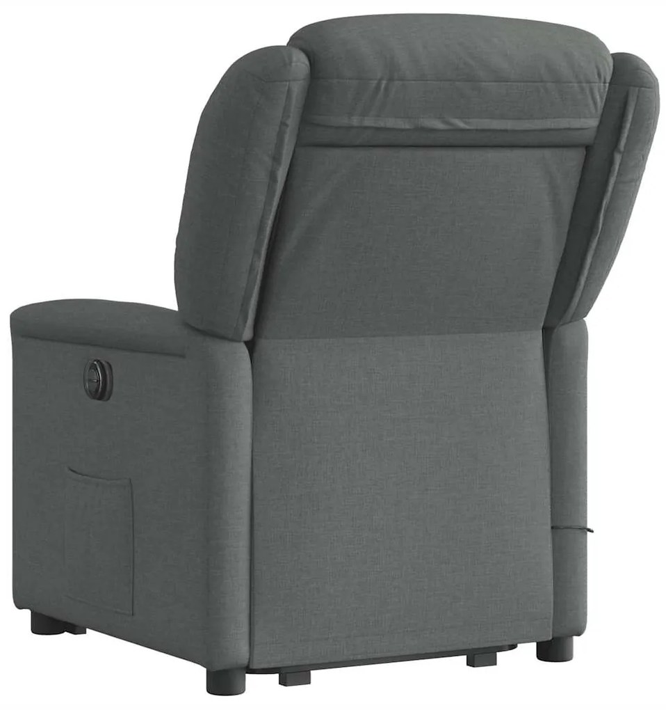 Poltrona elevatória de massagens tecido cinzento-escuro