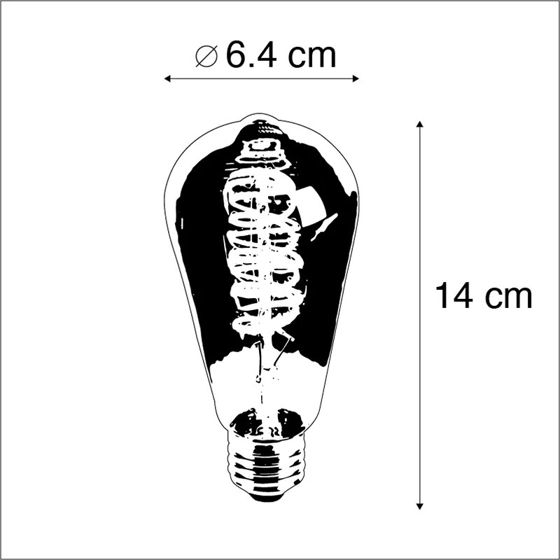 E27 regulável LED lâmpada de filamento trançado fumaça ST64 4W 136 lm 1800K