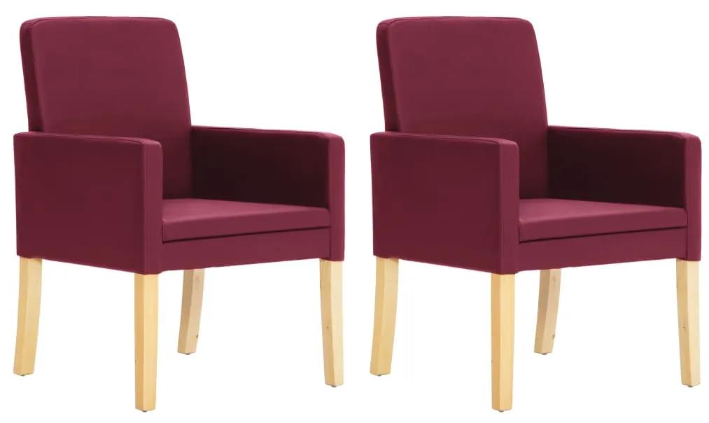 280274 vidaXL Cadeiras de jantar 2 pcs couro artificial vermelho-tinto