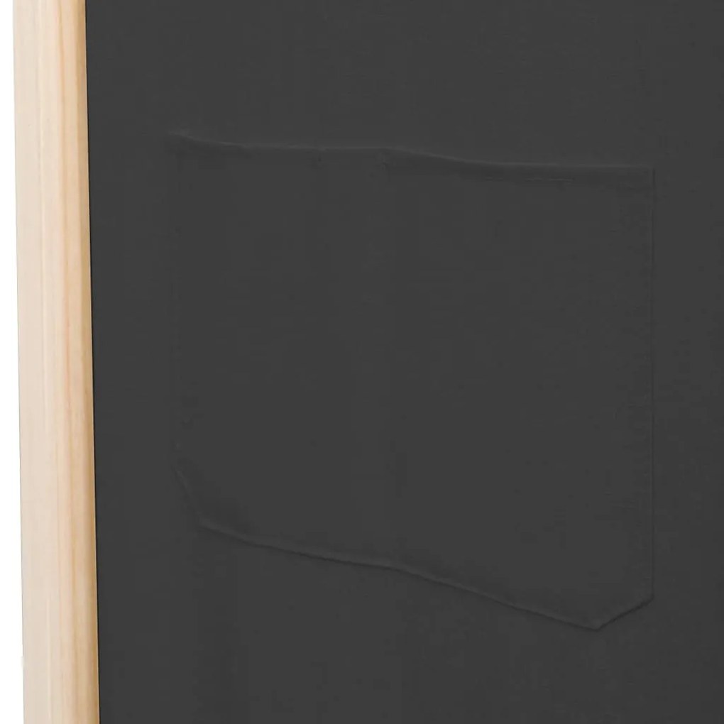 Divisória de quarto com 5 painéis 200x170x4 cm tecido cinzento
