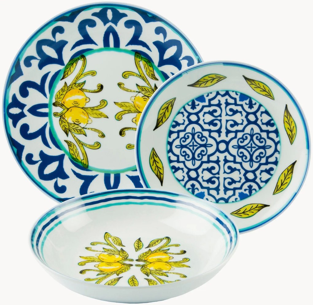 Conjunto de loiça em porcelana Amalfi, 6 pessoas, conjunto de 18