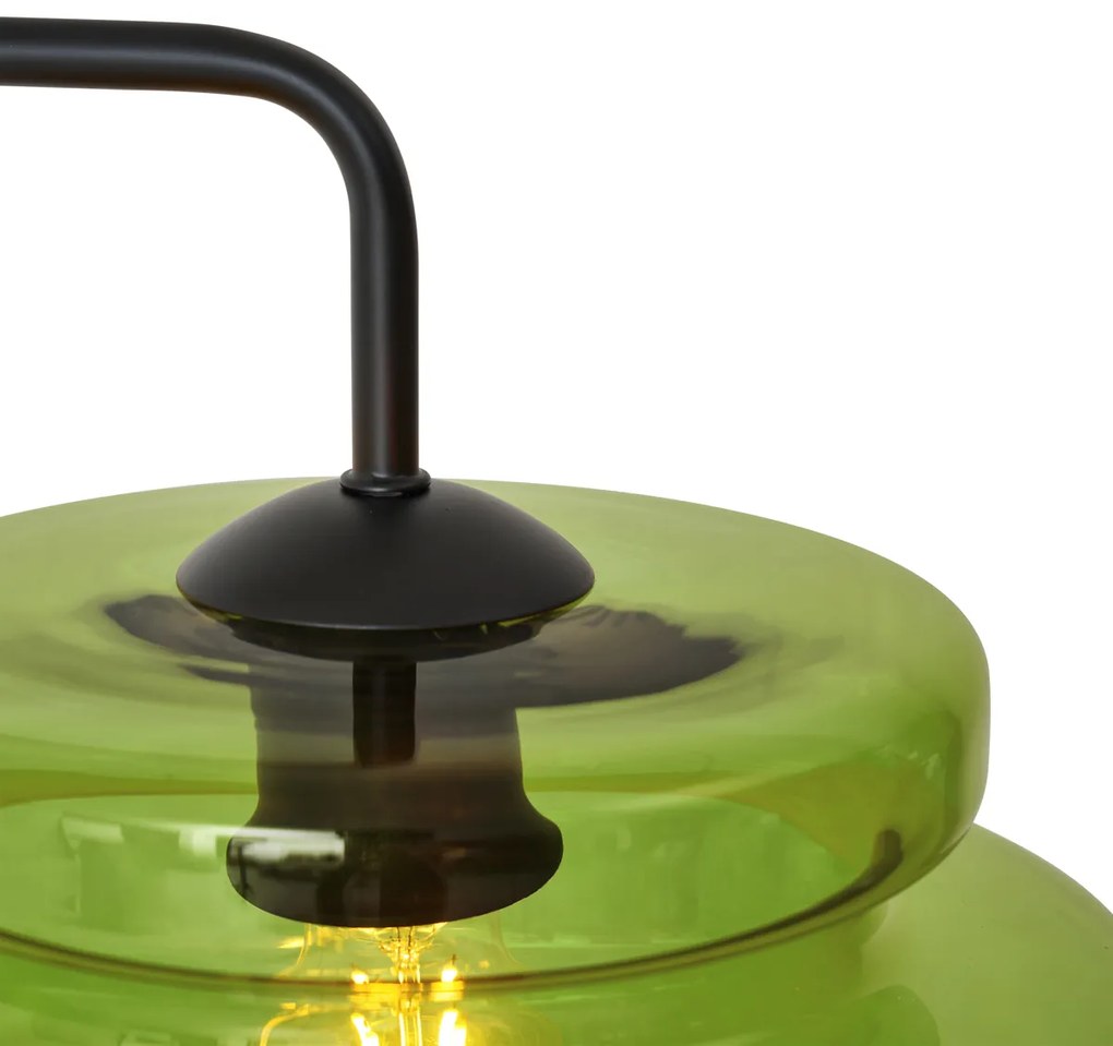 Candeeiro de pé retro preto com vidro verde - Denise