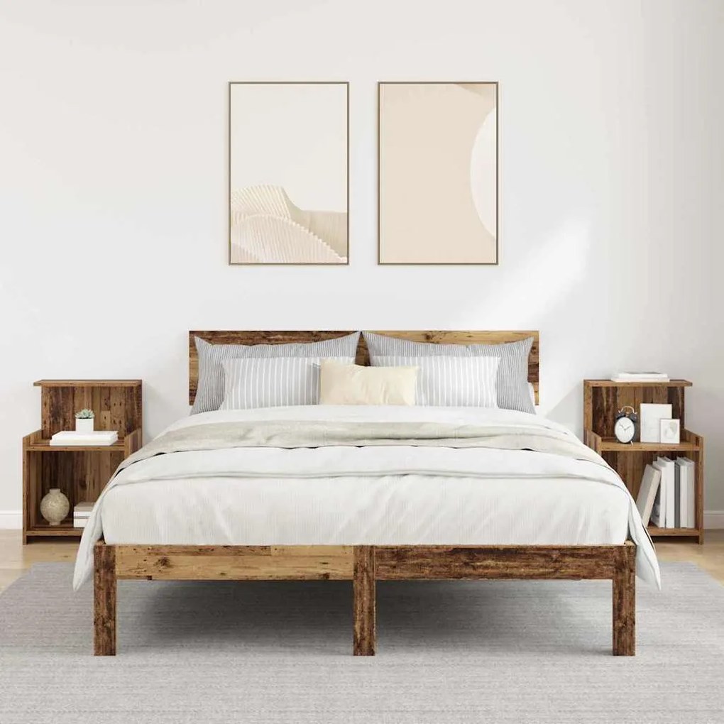Mesas de Cabeceira - Conjunto com 2 - Madeira Reposada - 40 x 35 x 60