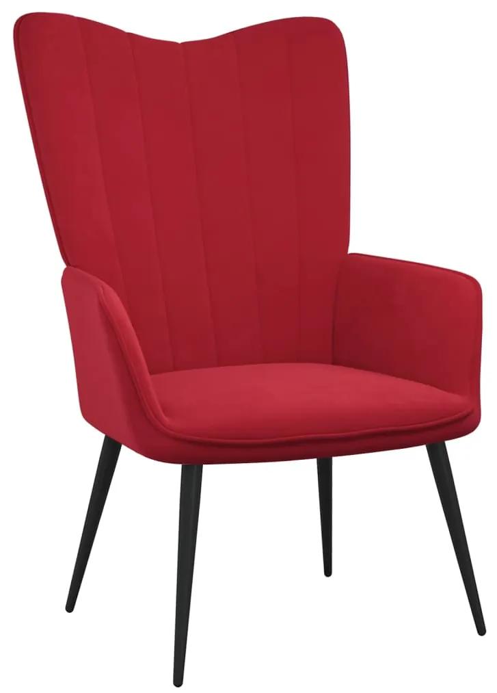 327682 vidaXL Cadeira de descanso veludo vermelho tinto