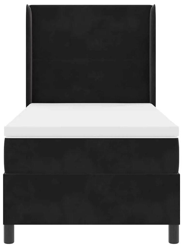Cama Box Spring vidaXL com Colchão e LED Preto 100x200 cm Veludo