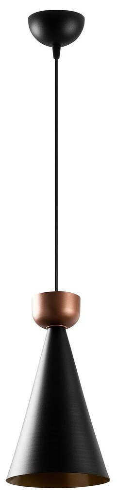 Candeeiro Suspenso Dodo – Preto e Cobre – 19 x 19 cm