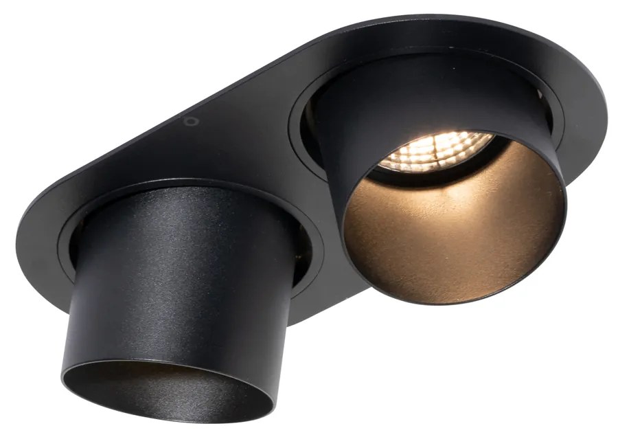 Set van 6 inbouwspots zwart GU10 70mm kantelbaar 2-lichts - Installa Moderno