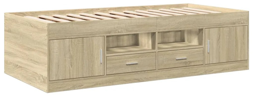 Sofá-cama com gavetas sem colchão 90x200 cm carvalho sonoma