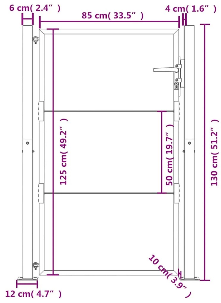 Portão de jardim 105x130 cm aço corten