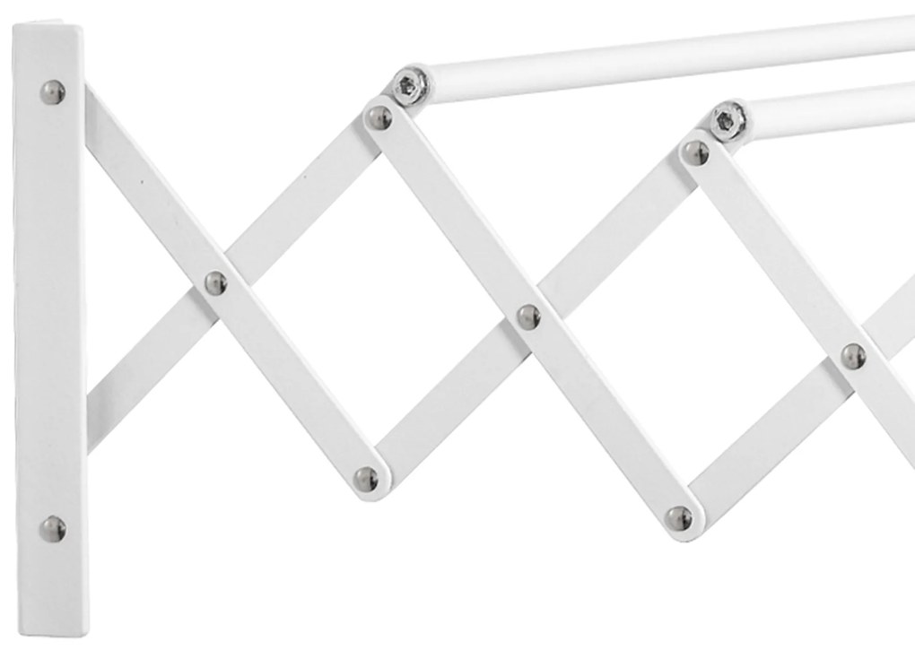 Estendal de Parede Extensível de 63,5cm de Metal com 5 Barras para Interior e Exterior Carga 10kg 63,5x60x20cm Branco