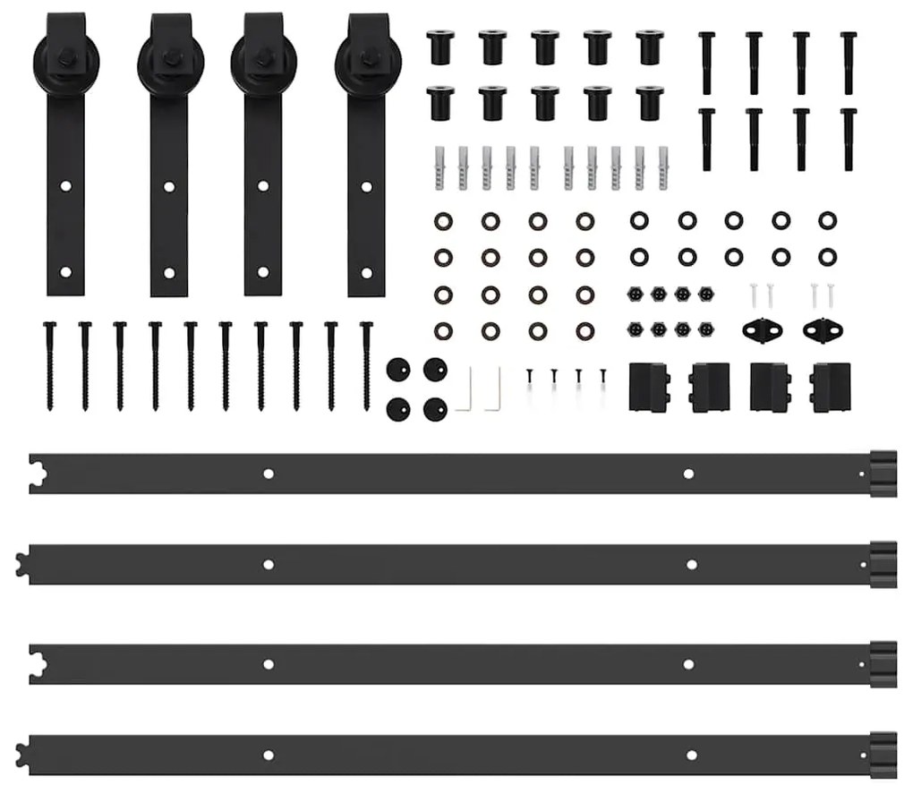 Kit de ferragens para porta deslizante 427 cm aço preto