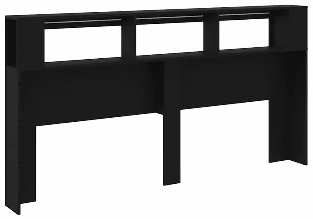 Cabeceira c/ LEDs 200x18,5x103,5 cm derivados de madeira preto