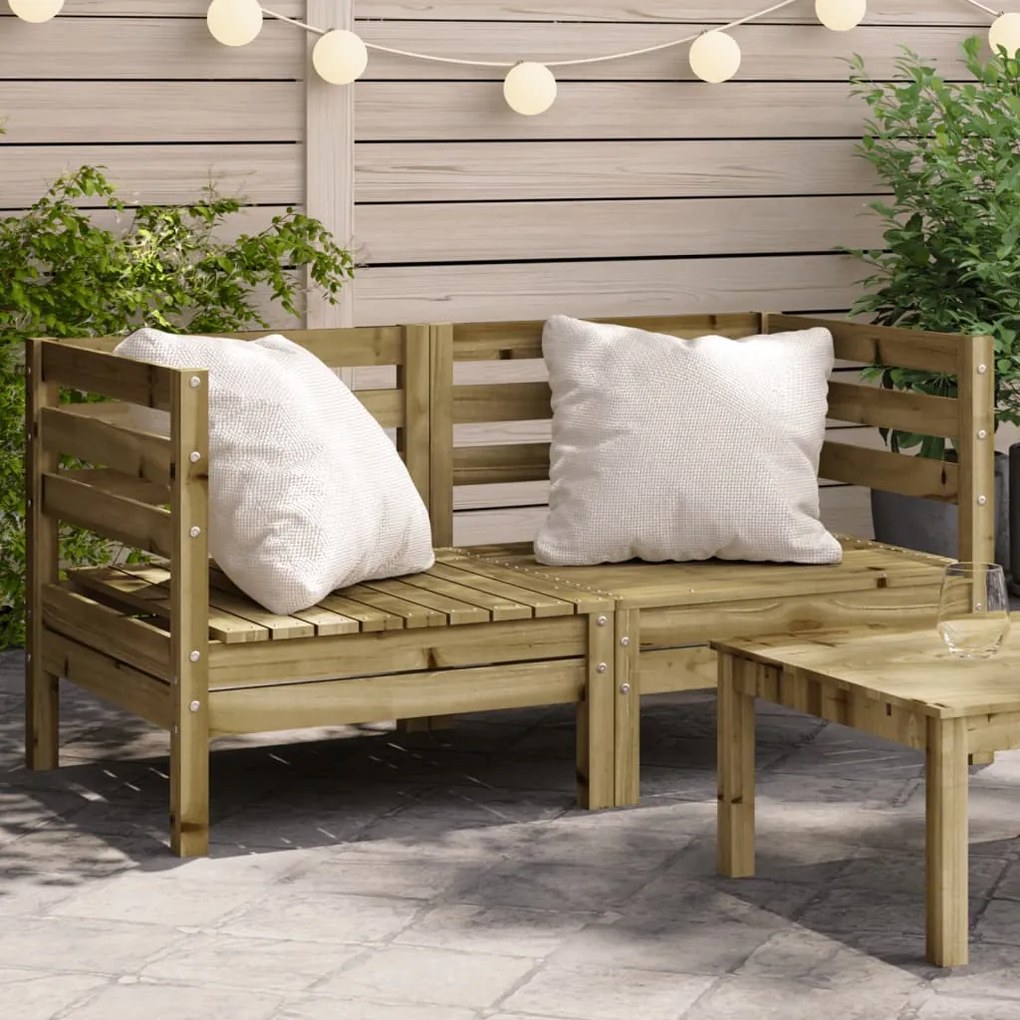 vidaXL Sofás de canto para jardim 2 pcs madeira de pinho impregnada