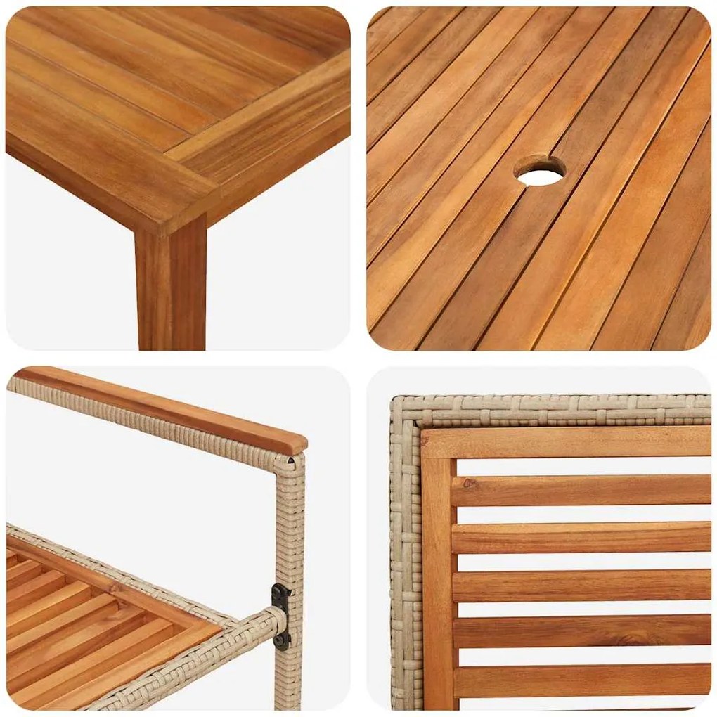Conjunto de Jantar para Jardim 7 pcs Bege 200 x 100 x 74 cm