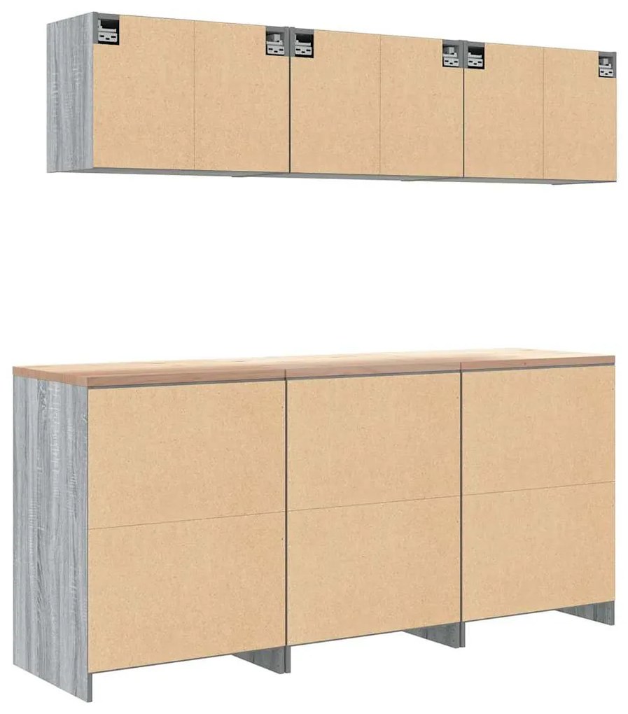 Armários de garagem 6 pcs derivados de madeira cinzento sonoma