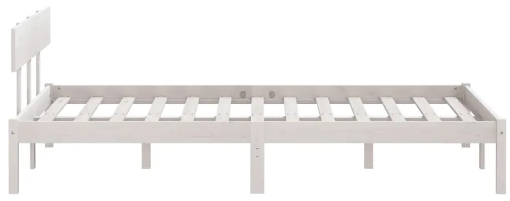 Estrutura de cama casal 135x190 cm pinho maciço branco