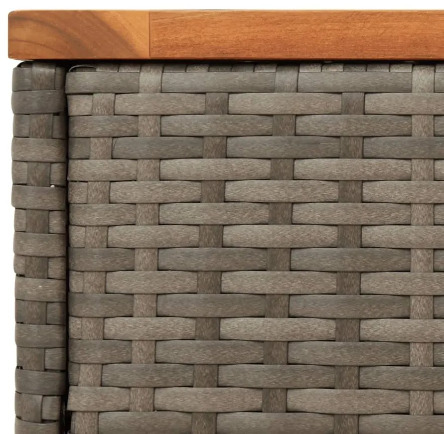 Mesa apoio jardim c/ tampo madeira 58x27,5x55 cm vime PE cinza