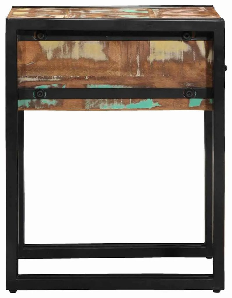 Mesa de Apoio vidaXL com Gaveta Preta 40x40x50 cm em Madeira Recuperad