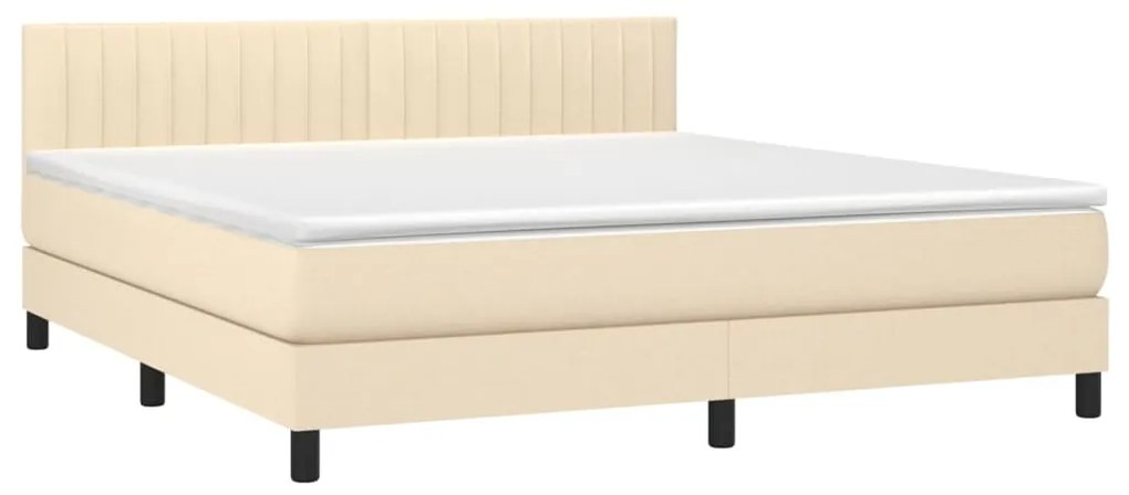 Cama box spring c/ colchão e LED 180x200 cm tecido cor creme