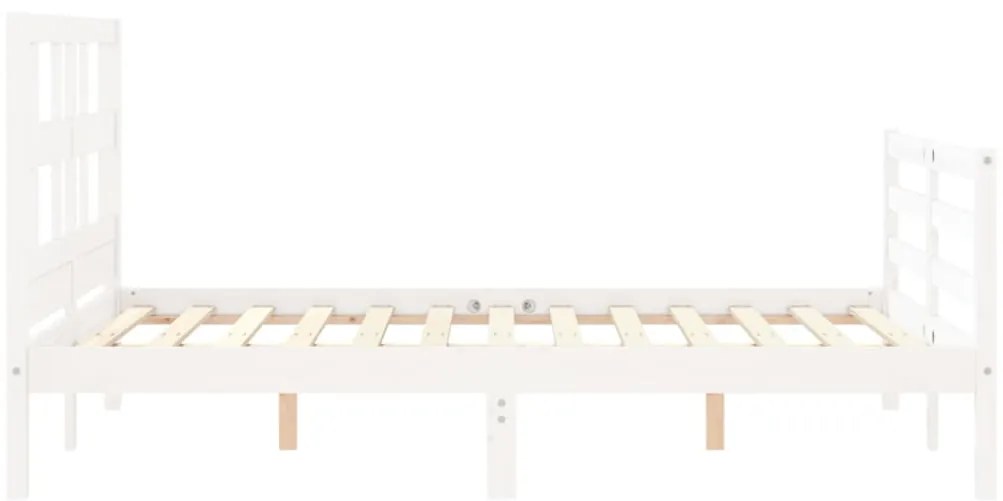 Estrutura de cama com cabeceira 140x190cm madeira maciça branco