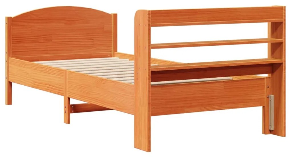 Cama sem colchão 90x190 cm madeira de pinho maciça castanho-mel