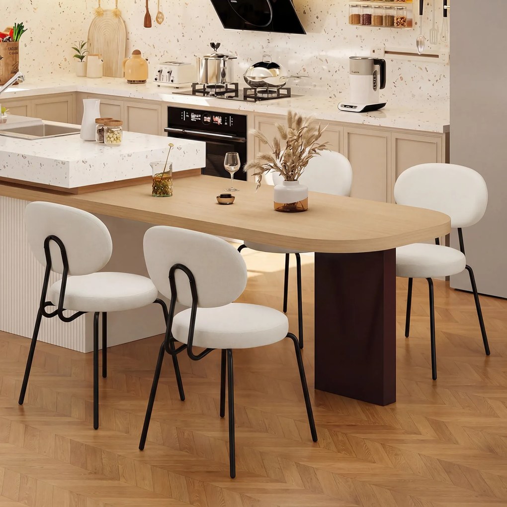Conjunto de 2 cadeiras de jantar com assento e encosto almofadados, Estrutura em metal, capacidade de 150 kg, para restaurante ou sala de estar, cor c