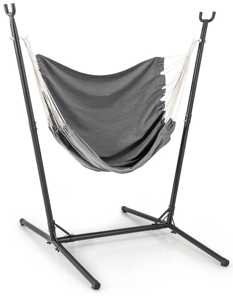 Cadeira de balanço Papasan grande para pátio com almofada acolchoada e estrutura de metal - bege