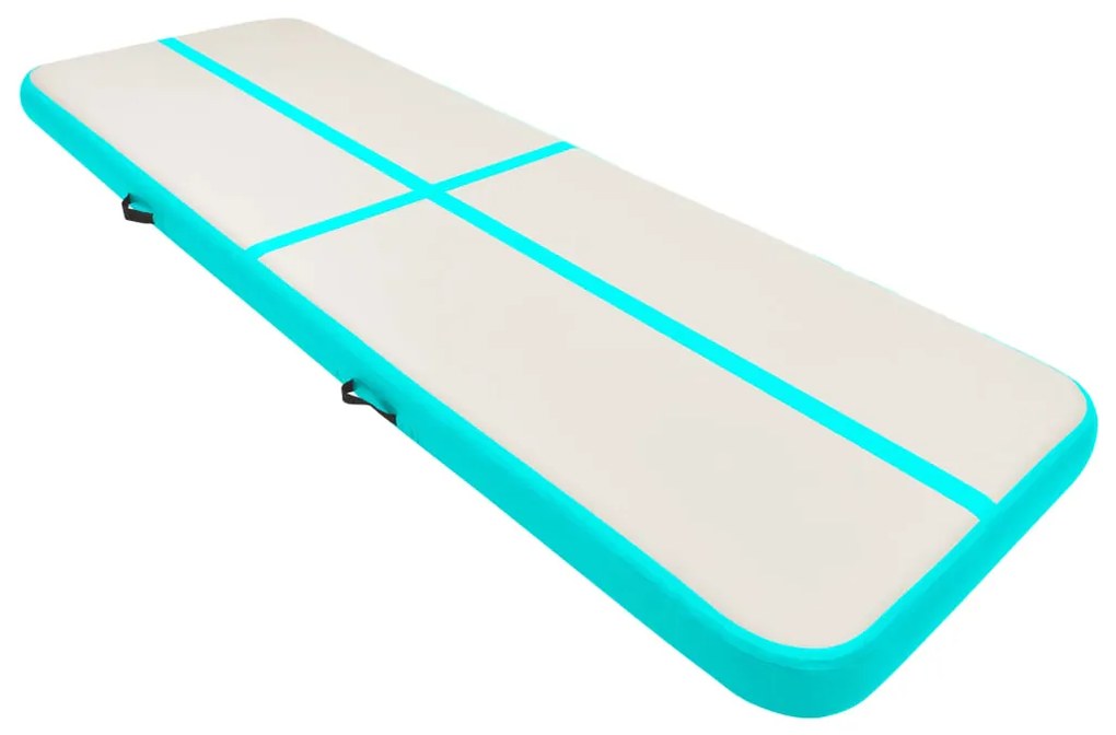 Colchão de ginástica insuflável c/ bomba 400x100x15cm PVC verde