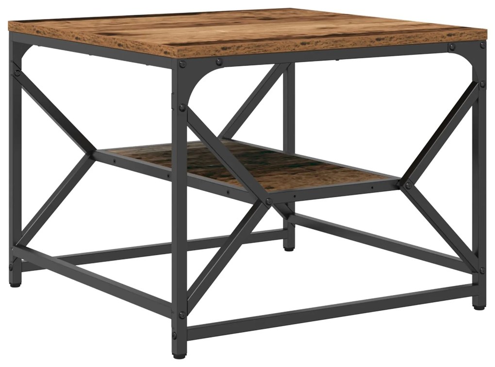 Mesa de centro vidaXL com prateleira em madeira envelhecida 51x50x40 c
