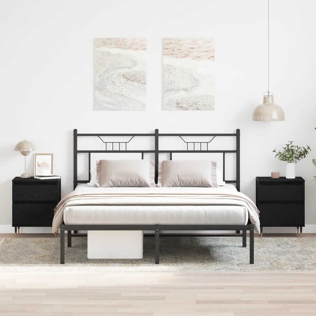 vidaXL Criados-Mudos 2pcs Carvalho Preto 40x35x50 cm Madeira Engenheirada