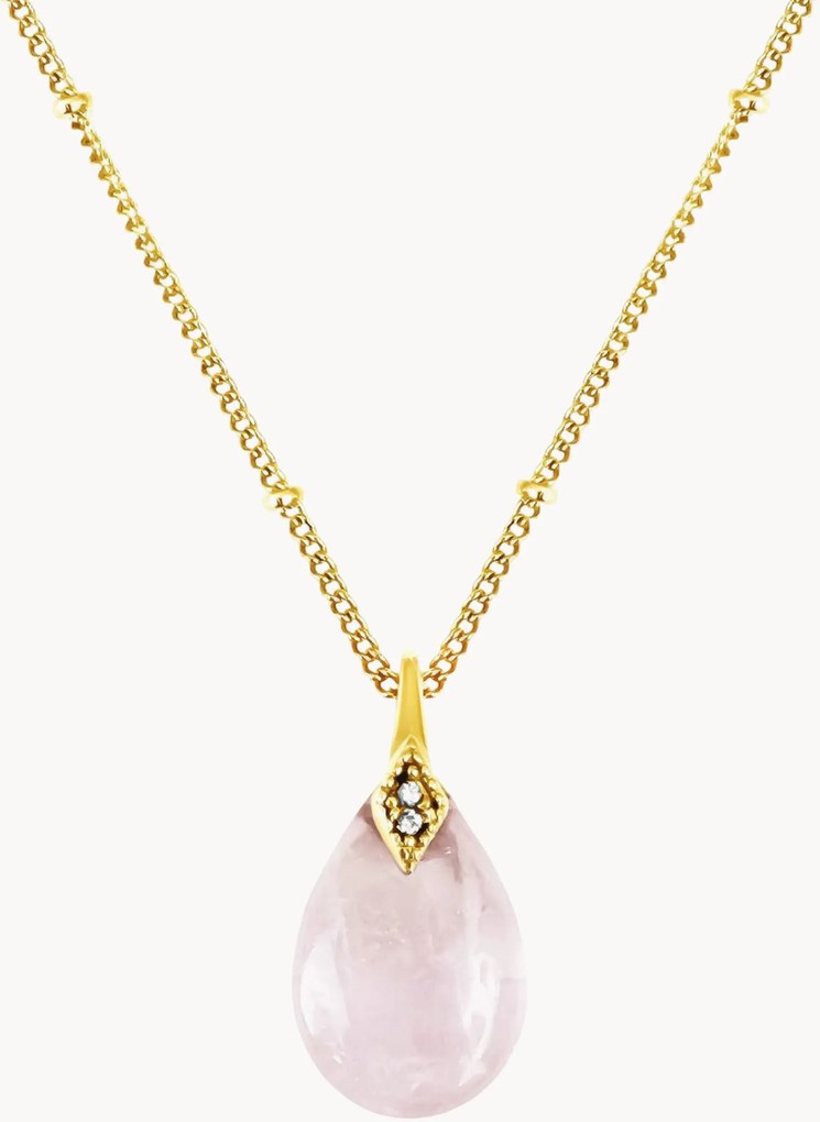 Colar banhado a ouro com quartzo rosa Neo