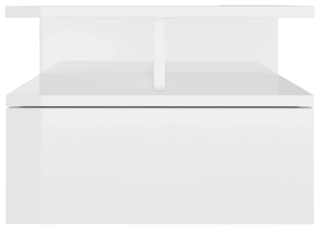 Mesa de cabeceira suspensa 2 pcs 40x31x27 cm branco brilhante