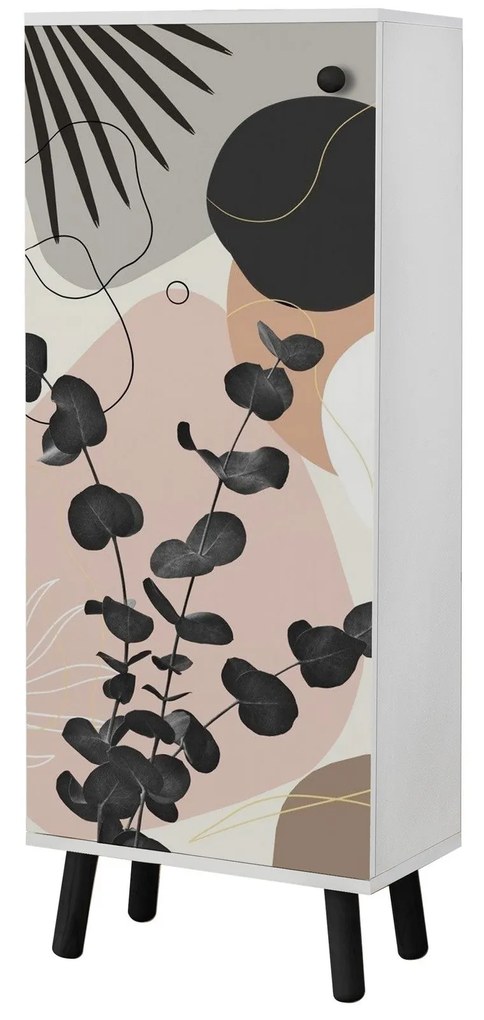 Armário de Sapatos Vegas – Branco/Preto – 50x135x38 cm