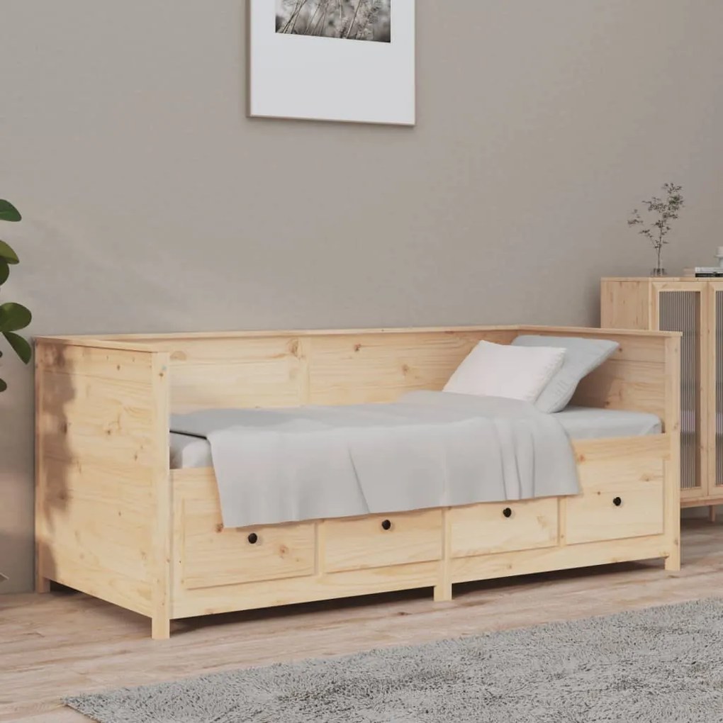 vidaXL Cama de dia sem colchão 100x200 cm pinho de madeira maciça