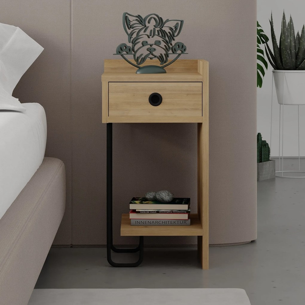 Mesa de Cabeceira Sirius Right – Carvalho – 32x61x30 cm