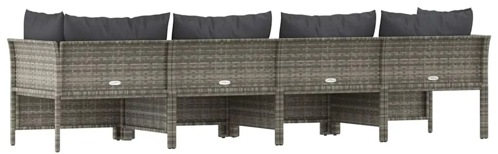 4 pcs conjunto lounge de jardim c/ almofadões vime PE cinzento