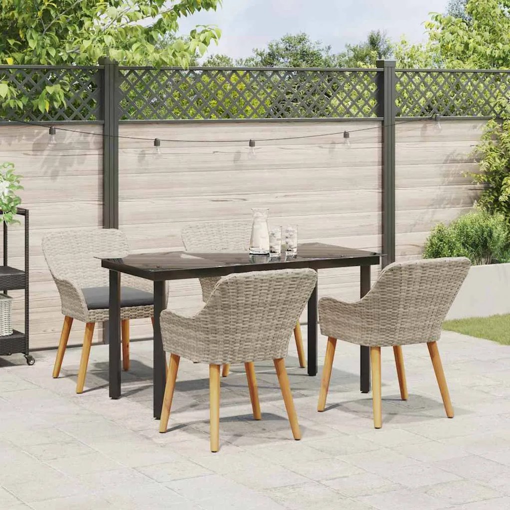 Conjunto de sala de jantar 5 pcs Cinza claro e preto
