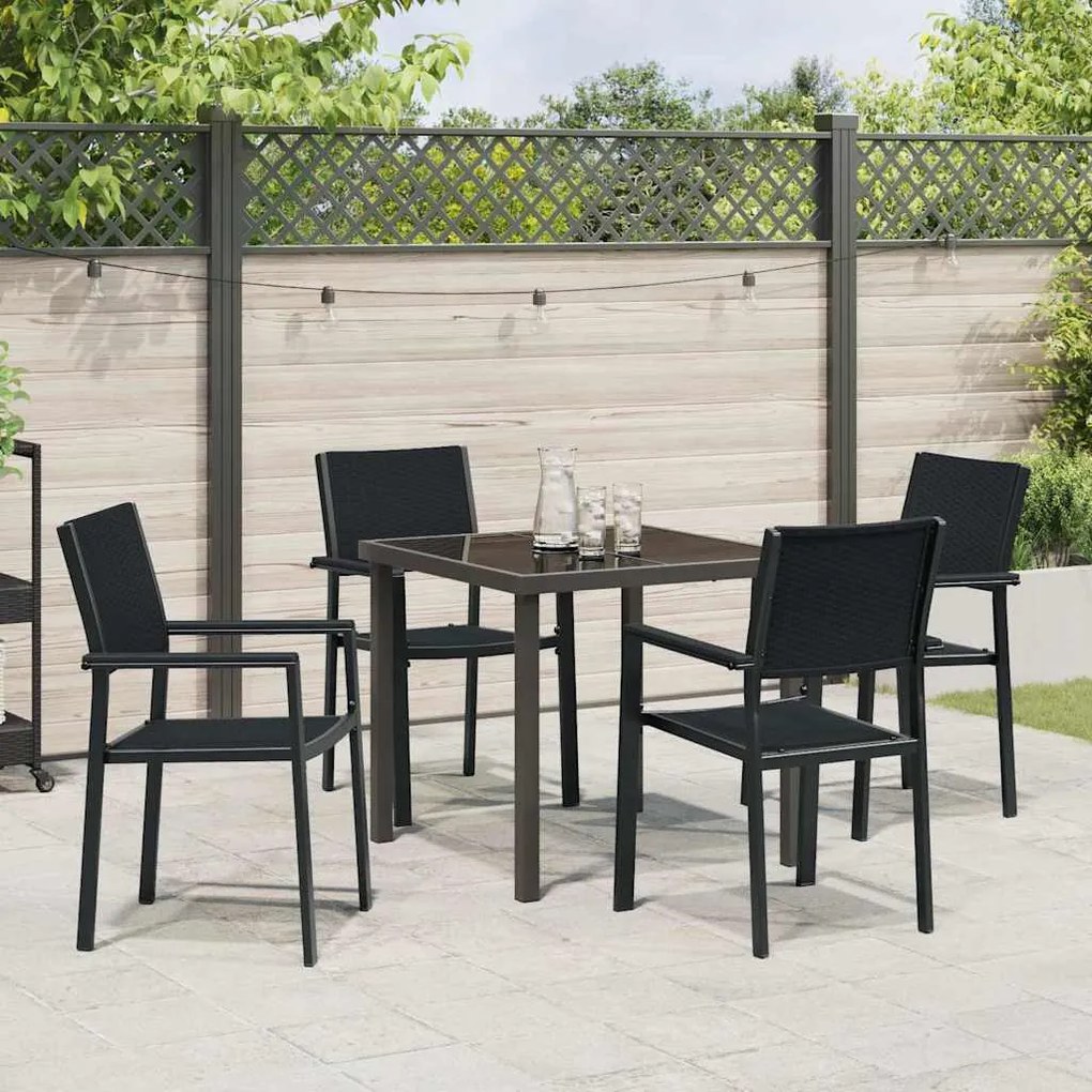 Conjunto de Jantar de Jardim 5 Peças Preto Rattan Sintético