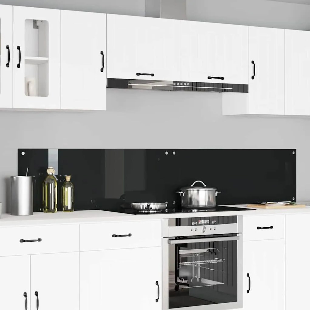 vidaXL Proteção de Cozinha 2 pcs Preto 110 x 40 cm vidro temperado