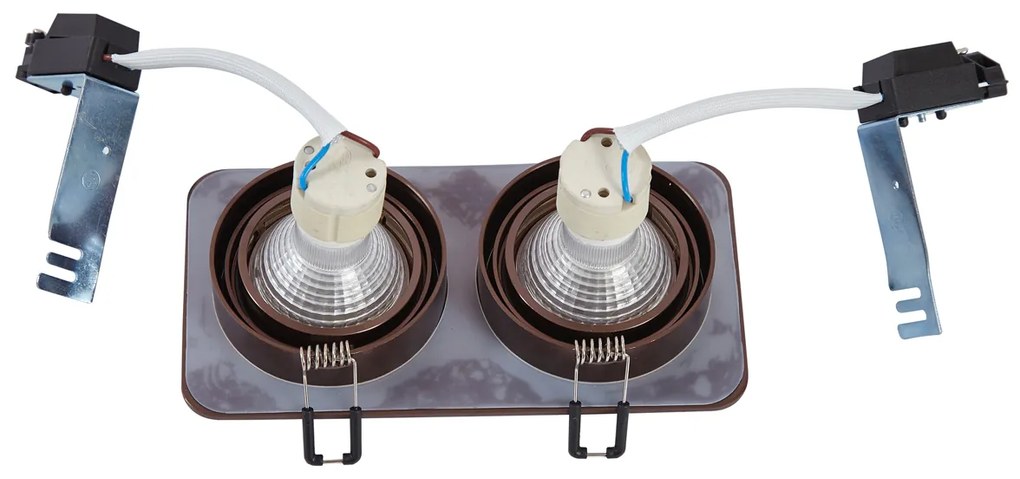 Foco embutido arredondado bronze escuro GU10 50mm giratório e inclinável IP44 2-luzes - Alberto